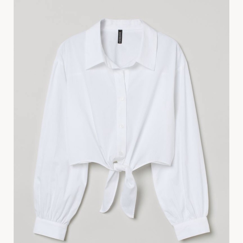 Tie-hem Cotton Shirt | size M